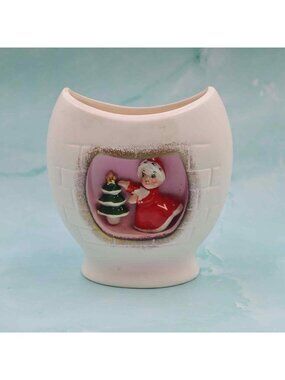 Holt Howard Christmas Pixie Mrs. Claus 3d Ceramic Vintage Planter - Read Below